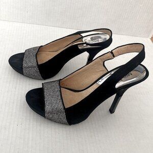 MICHAEL Michael Kors Black Satin Sling back high heels Size 7M